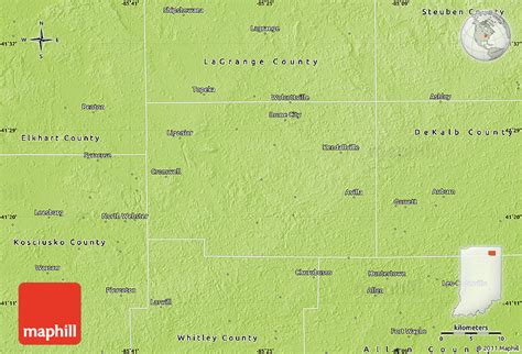 Physical Map Of Noble County