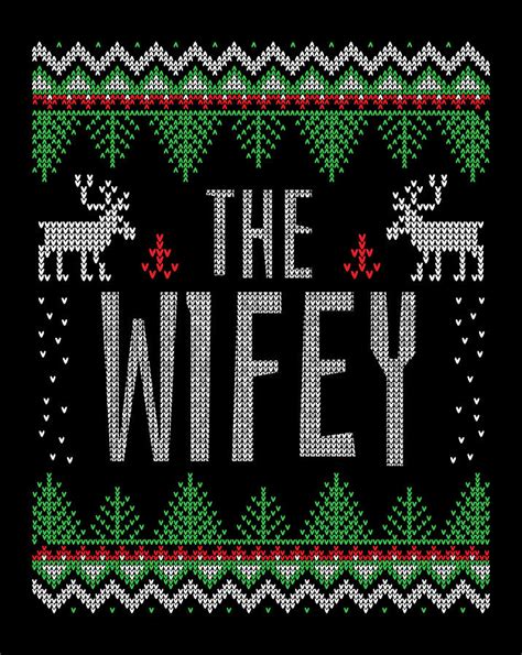 Wifey Hubby Matching Ugly Christmas Sweater Party Digital Art By Andy