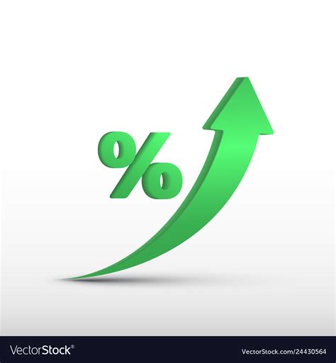 Gdp High Growth Green Arrow Up And Percent Icon Vector Image