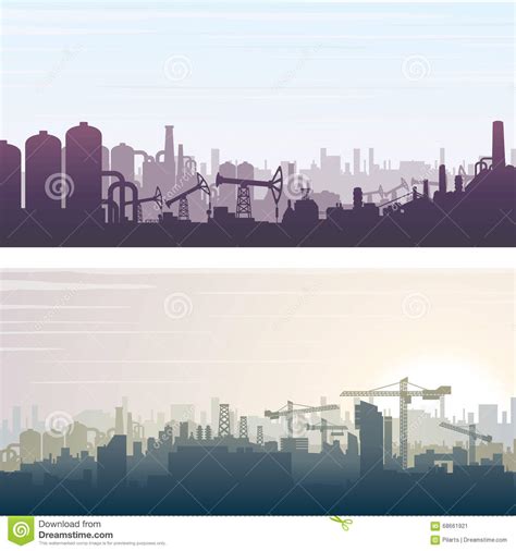 Industrial And Construction Banner Background Stock Vector