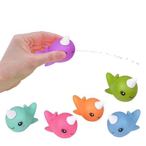 squirting toys 3 rubber narwhal squirts party favors in assorted vivid colors 12 pack