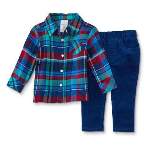 Wonderkids Infant And Toddler Boys Woven Shirt And Corduroy Pants Plaid