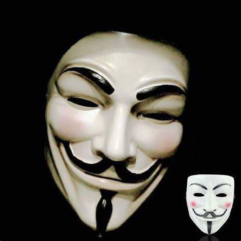 Anonymous Hacker Mask V For Vendetta White Halloween Face Mask For