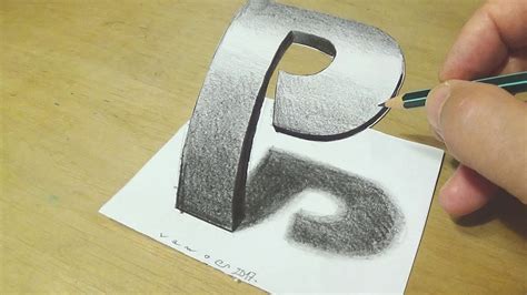 Drawing 3d Letter With Graphite Pencils How To Draw 3d Letter P