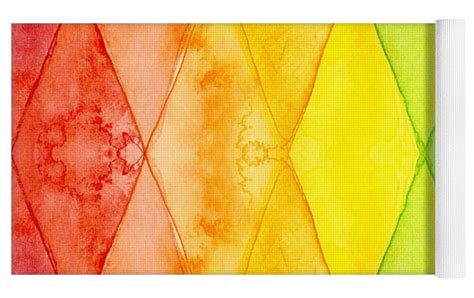 Watercolor Rainbow Pattern Geometric Shapes Triangles Yoga Mat For Sale