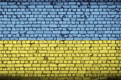Ukraine Flag Is Painted Onto An Old Brick Wall Stock Image Image Of