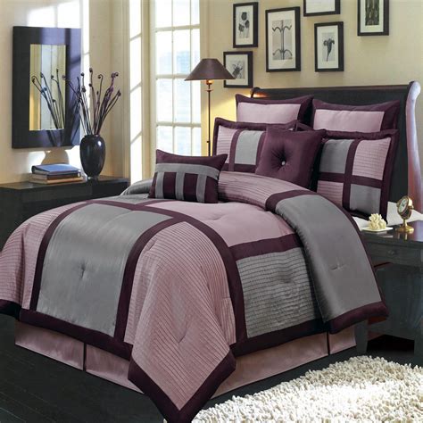 Morgan Purple And Gray Luxury 12 Piece Comforter Set Ebay