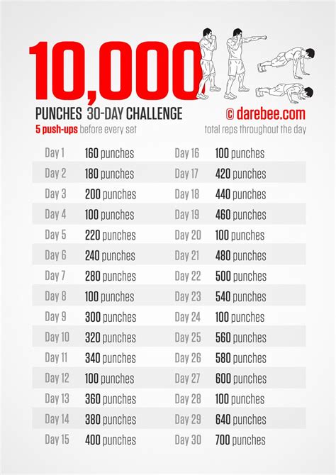 10000 Punches Workout Routine Plan Workout Challenge Workout Routine