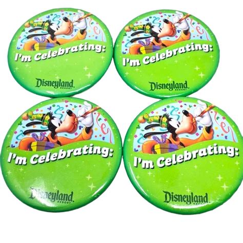 Disney Disneyland Im Celebrating With Goofy 4 Pack Of Buttons Grailed