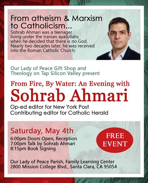 From Fire By Water An Evening With Sohrab Ahmari Our Lady Of Peace