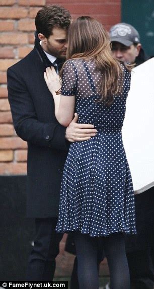 Dakota Johnson Kisses Jamie Dornan As They Film Fifty Shades Of Grey Sequel Daily Mail Online