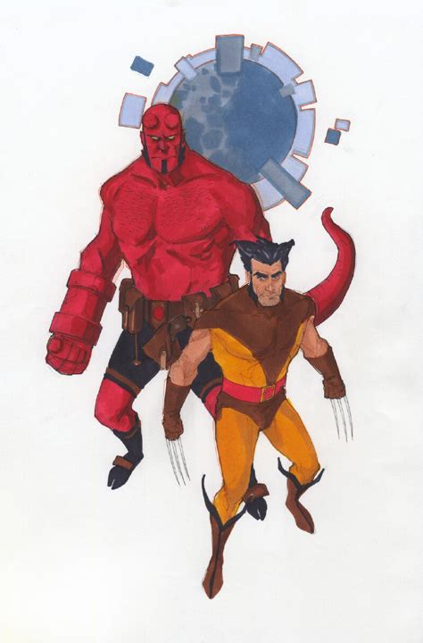 Wolverine And Hellboy By Phil Noto Comic Art Community Gallery Of Comic Art