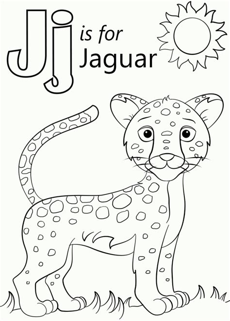 Animal Alphabet Jaguar Coloring Pages Printable Izabellaqojuarez