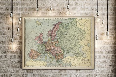 Old Map Of Europe Up To 43x 55 Antique Decor Style Decorative Map
