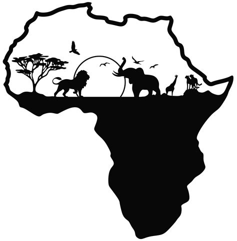Sticker Mural Afrique Silhouette Et Horizon Animaux Savane Silhouette