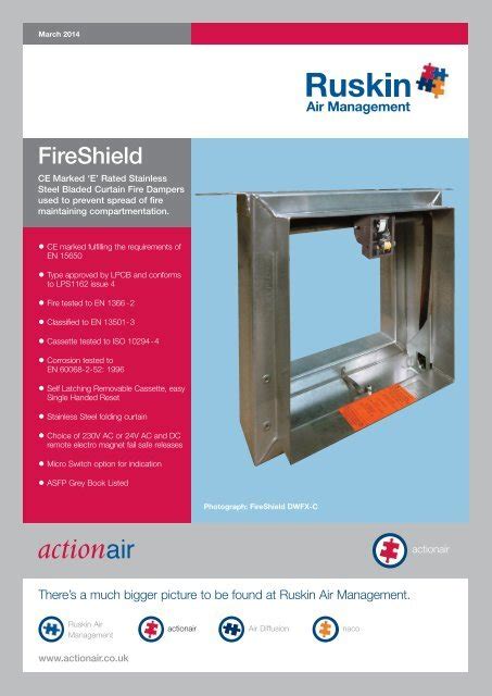 Fire Shield Stainless Steel Bladed Curtain Fire Dampers Actionair