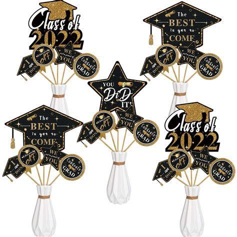 Buy 28 Pack Graduation Centerpieces For Tables 2022 Black And Gold