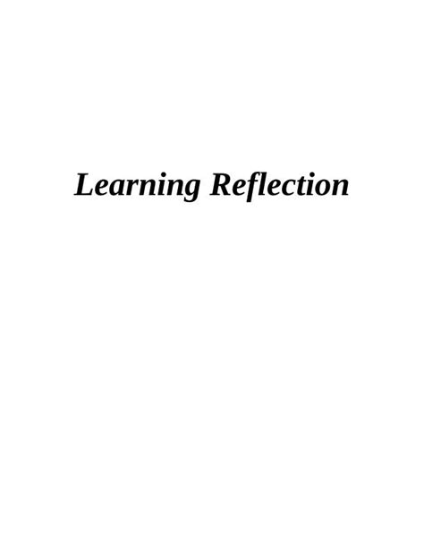 Learning Reflection Personal And Professional Development