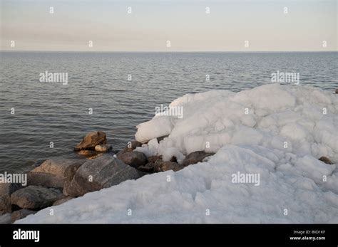 Ice Formation On Lake Winnipeg At Gimli Manitoba Canada Stock Photo