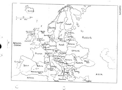Physical Map Of Europe Worksheet