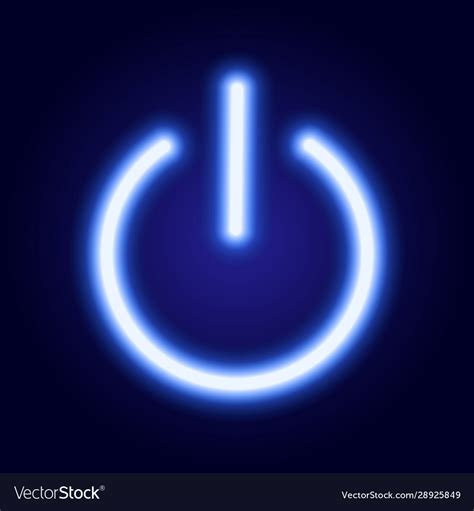 Power Button Icon From Glowing Blue Neon Vector Image