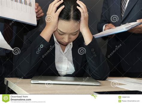 Businesswoman Overwhelmed With Hard Work Overworked Woman Suffering