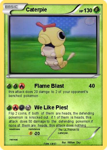 Detailing all effects of the card. Pokémon Caterpie 302 302 - Flame Blast - My Pokemon Card