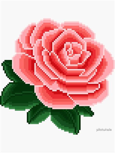 Pixel Art Pink Rose Sticker By Pilotwhale Pixel Art Pattern Perler