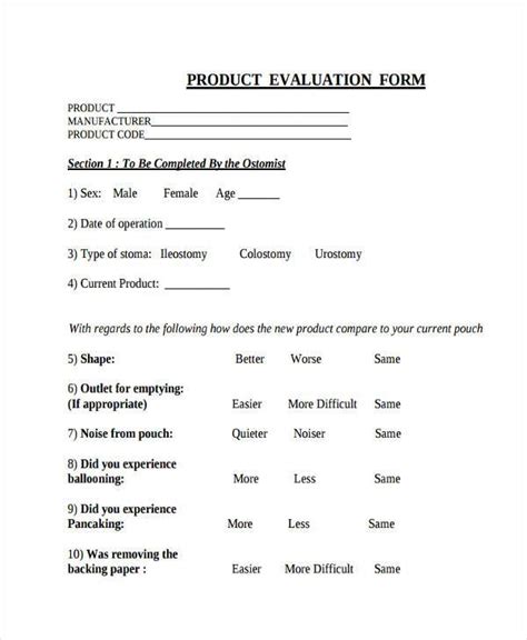 Free 9 Sample Product Evaluation Forms In Pdf Ms Word