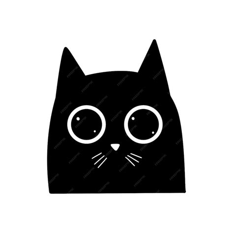 Premium Vector Black Cat Face Illustration