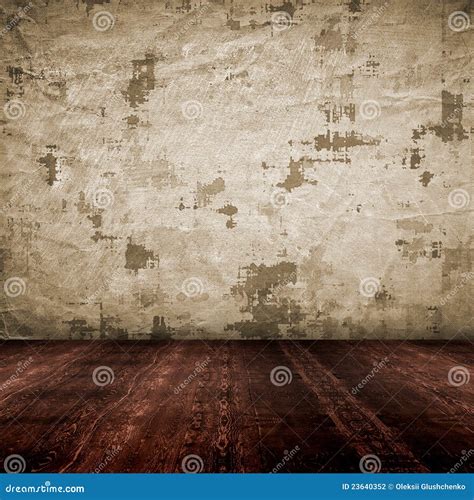 Vintage Empty Interior With Grunge Paper Wall Stock Illustration