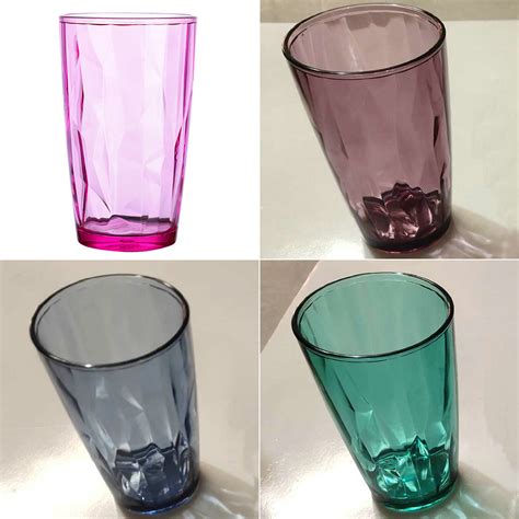 Leuchten Colored Drinking Glasses Set Acrylic Glassware Tumblers Cups Picnic Water Glasses