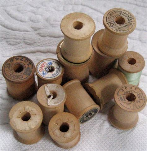 Vintage Wooden Thread Spools Lot Of Thirteen Etsy Wooden Thread