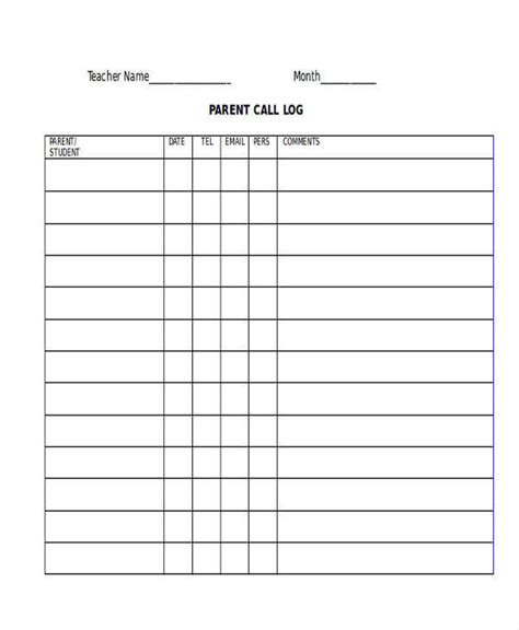 Free 8 Phone Call Log Templates In Ms Word Pdf