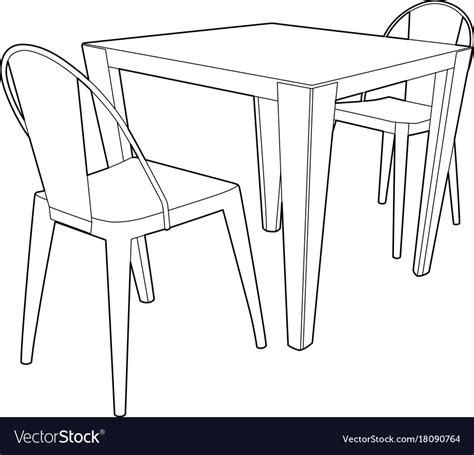 Drawing Of A Table And Two Chairs Royalty Free Vector Image