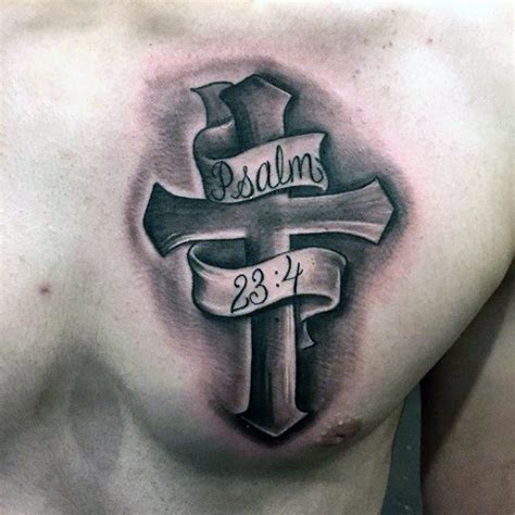 Psalms 23 4 Chest Tattoo