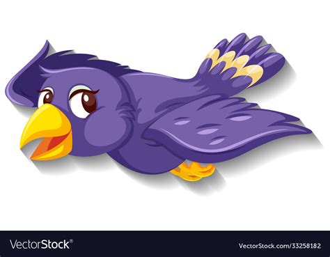 Cute Purple Bird Cartoon Character Royalty Free Vector Image