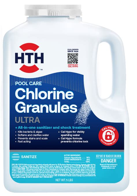 HTH Pool Care Chlorine Granules For Swimming Pool Sanitizer 5 Lbs