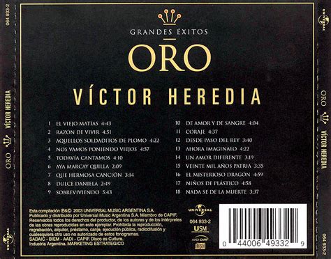 Carátula Trasera De Victor Heredia Oro Portada