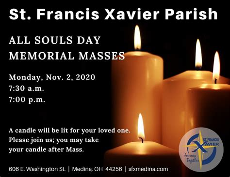 St Francis Xavier Parish All Souls Day Mass Schedule 730 Am And 7