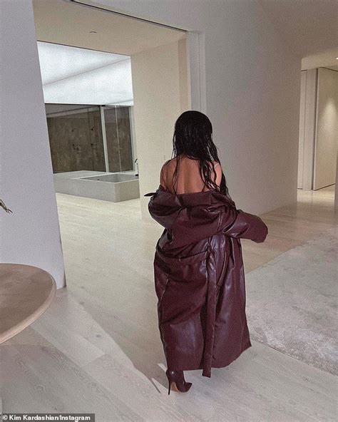 Kim Kardashian Dons Leather Leggings And A Cinched Jacket In LA Kim Kardashian Outfits