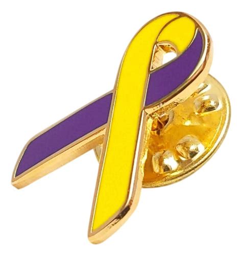 Yellow And Purple Lupus Awareness Support Ribbon Lapel Pin