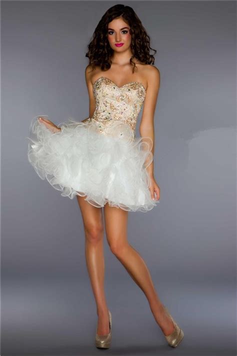 Cute Ball Strapless Short Mini Nude Beaded Ivory Tulle Cocktail Prom Dress