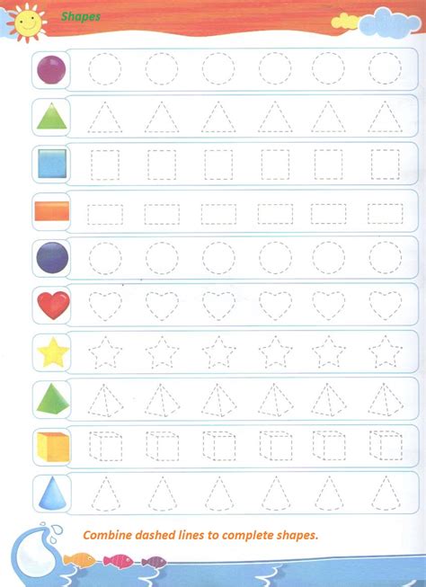 Shapes Trace Line Worksheet For Preschool Dot To Dot Shapes For