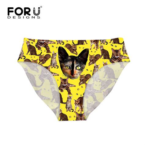 forudesigns stylish sexy underwear women panties 3d printed hipster funny cat puzzle printing