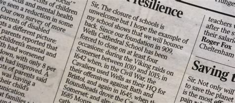 Letter To The Times 1111 Years And Counting Wells Cathedral School