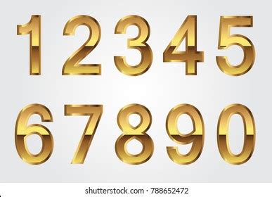 Golden 3d Numbers Set Stock Vector Royalty Free 1276923139