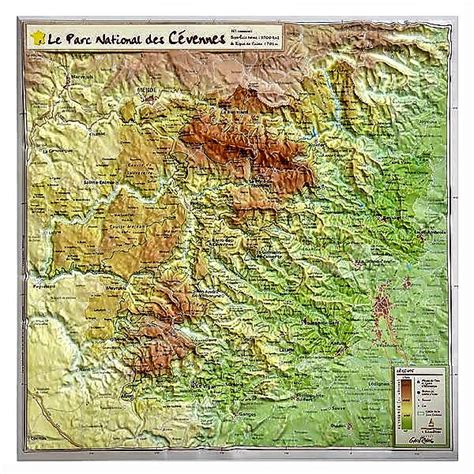 Carte En Relief Du Parc National Des Cévennes Georelief