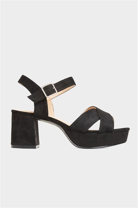 Limited Collection Black Platform Sandal In Extra Wide Fit Long Tall