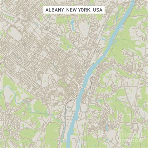 Albany New York Us City Street Map Digital Art By Frank Ramspott
